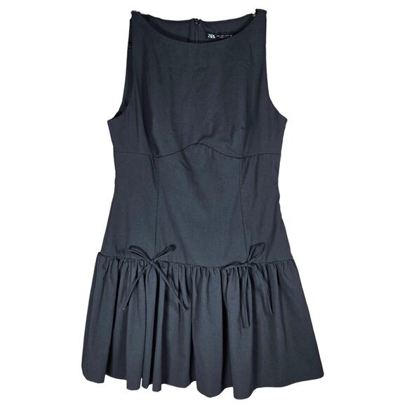 Zara Dresses & Skirts - Zara Dress Womens Large Sleeveless Ruffle Bow Mini Party Cocktail Drop Waist